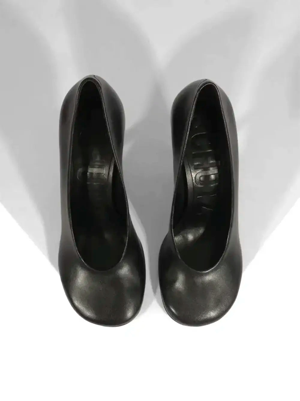 Schutz Black Leather Rounded Toe Pumps