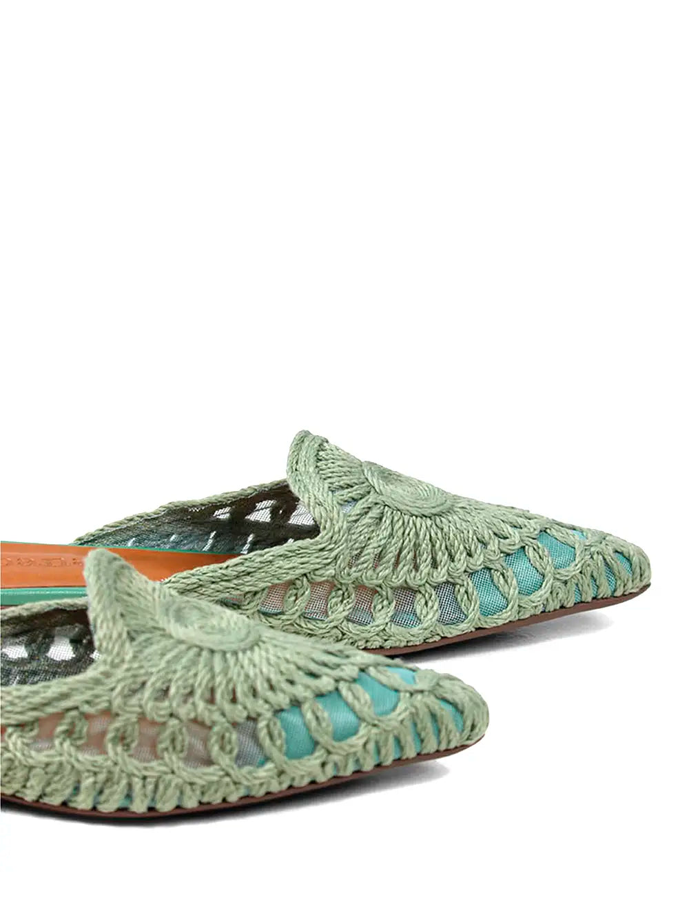 Mule em Crochet Verde e Biqueira Fina