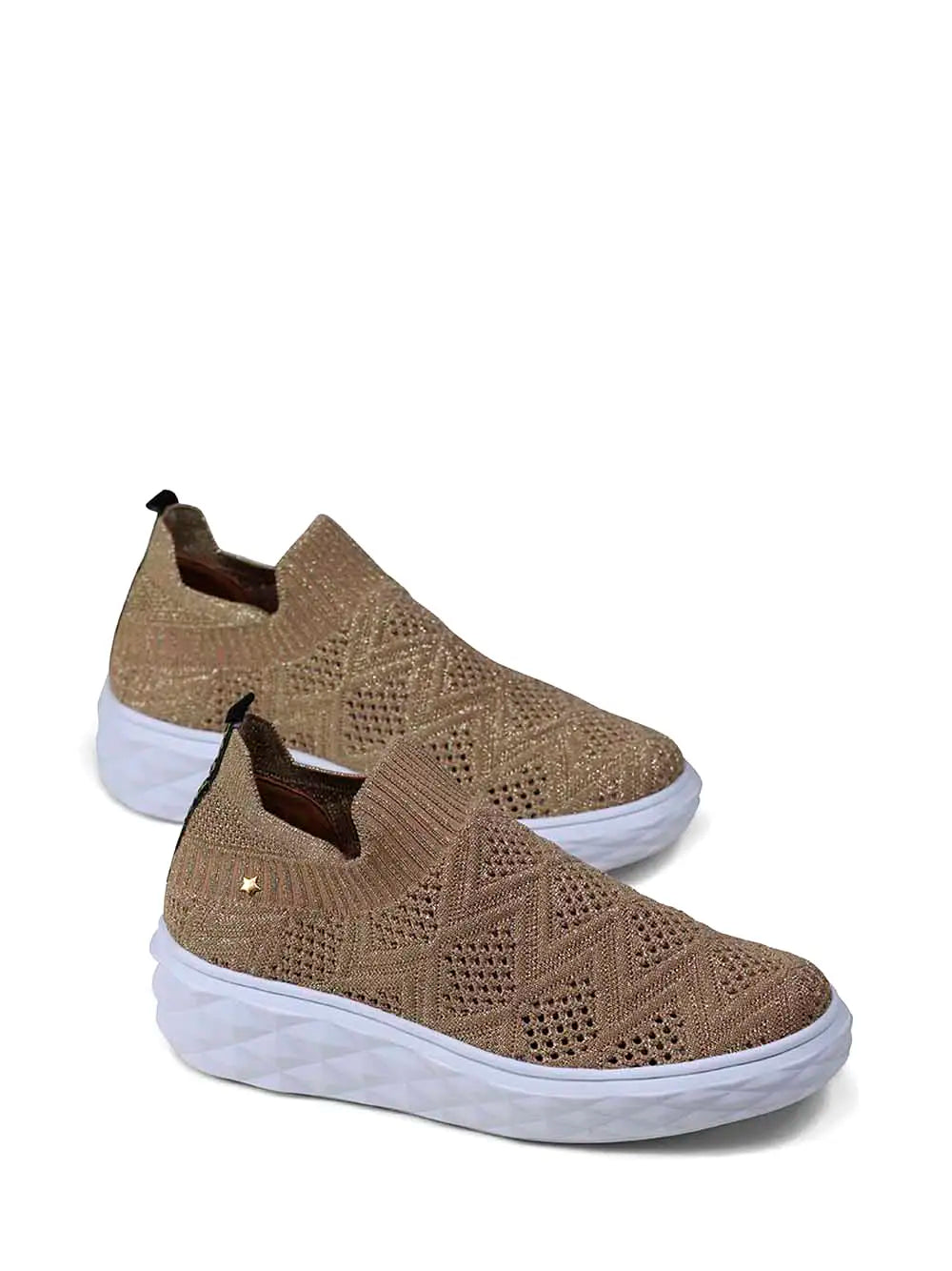 Fabric Sneakers in Beige with Chunky Sole