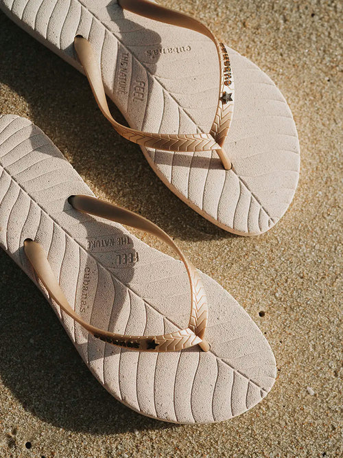 Off-White Sandal with Gold Strap