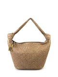 Bolso de Hombro de Piel Trenzada Beige