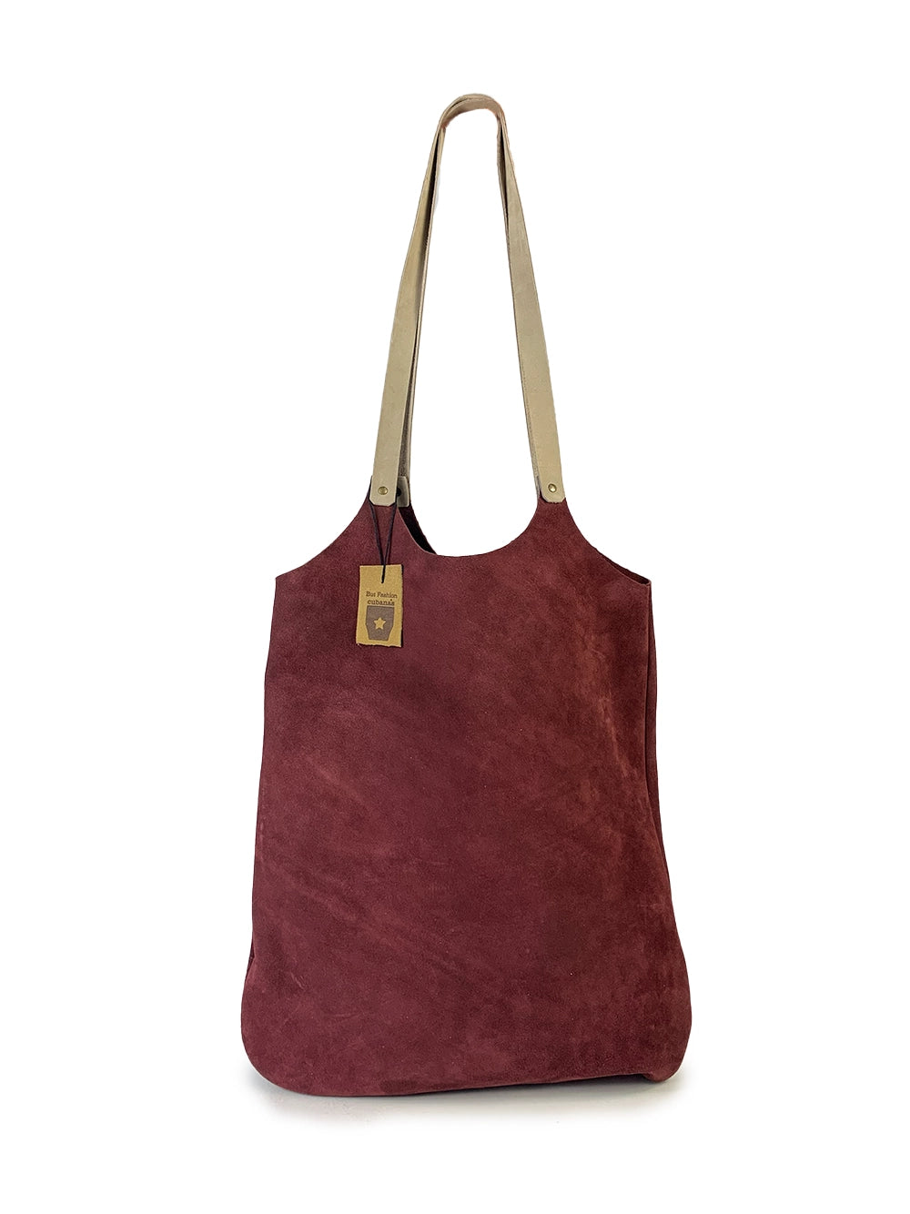 Bolso de compras de ante burdeos