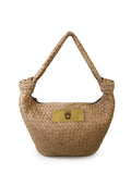 Beige Woven Leather Shoulder Bag