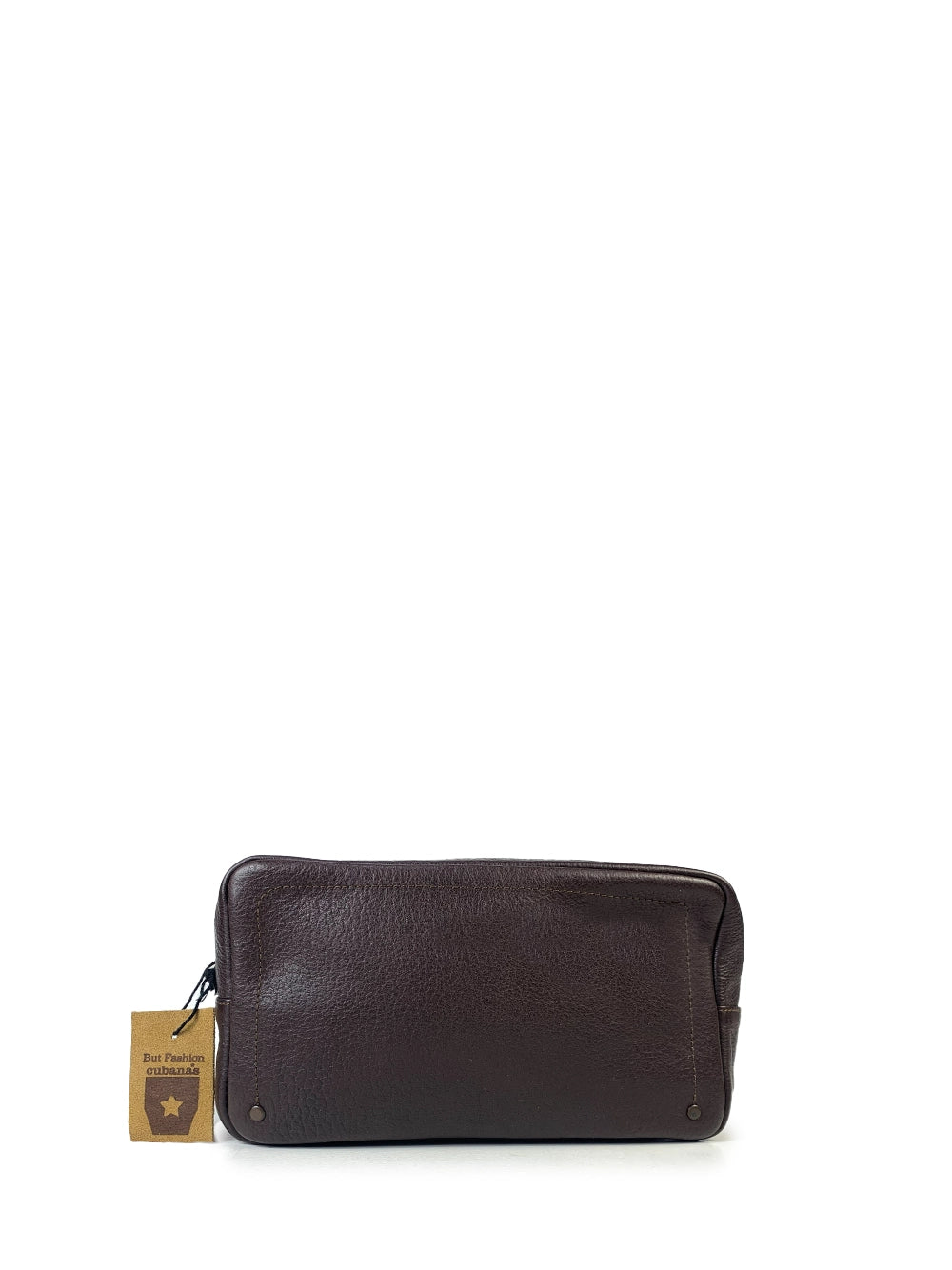 Bolso de mano para hombre en piel marrón