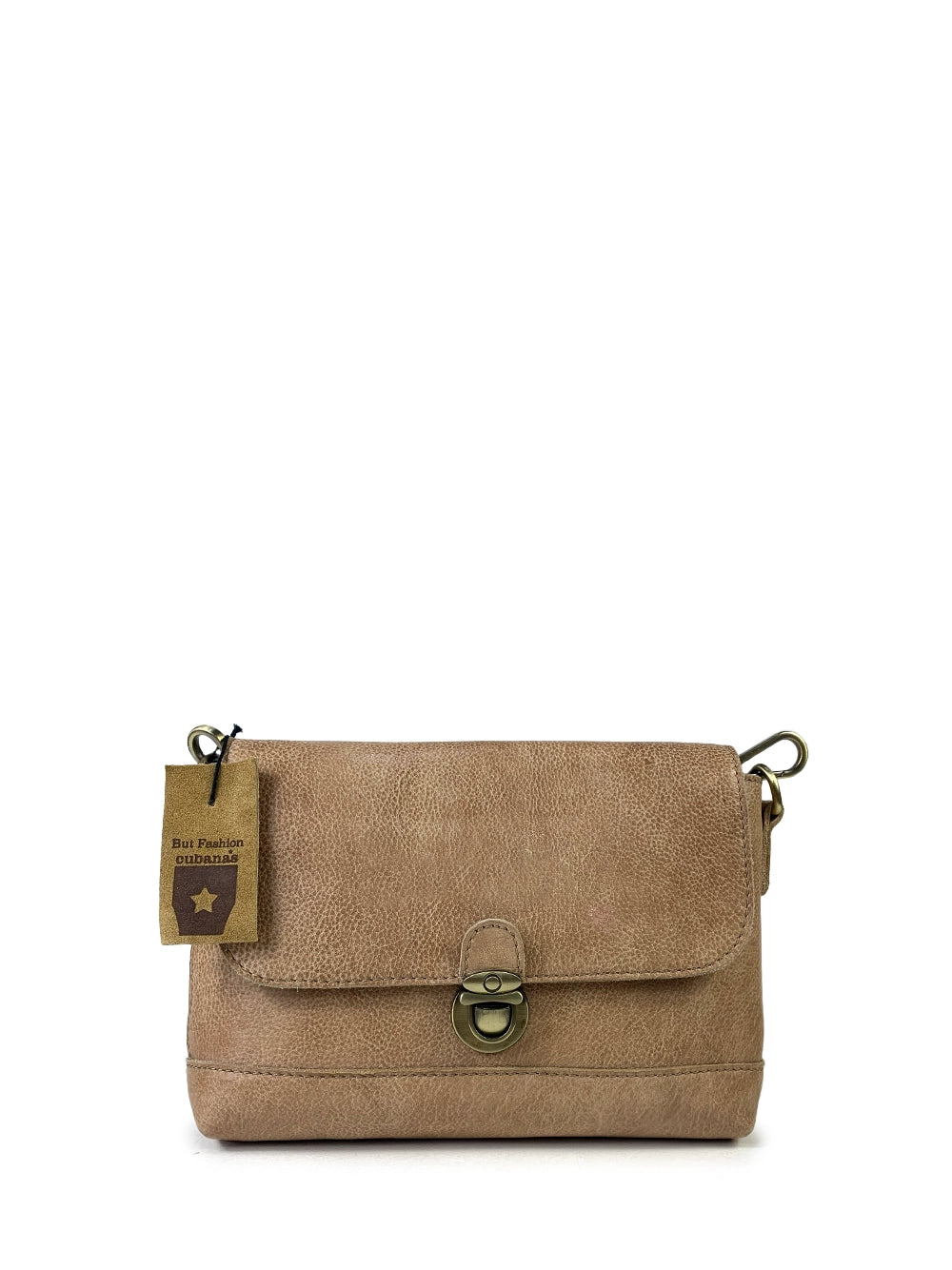 Bolso en Piel Beige y Bandolera
